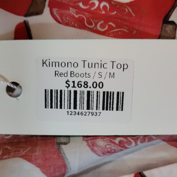 Brooke Wright Kimono Tunic Cowboy Boot Print Top - Picture 7 of 9